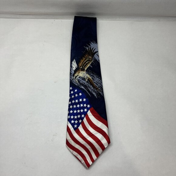 TIE USA American Flag Stripe Eagle Classic Necktie By Steven Harris Hand-Made - Picture 1 of 3
